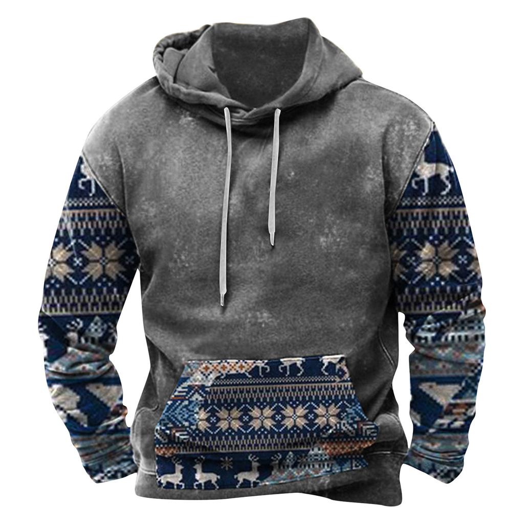 Модный свободный мужской и женский свитер с капюшоном с длинным рукавом и принтом