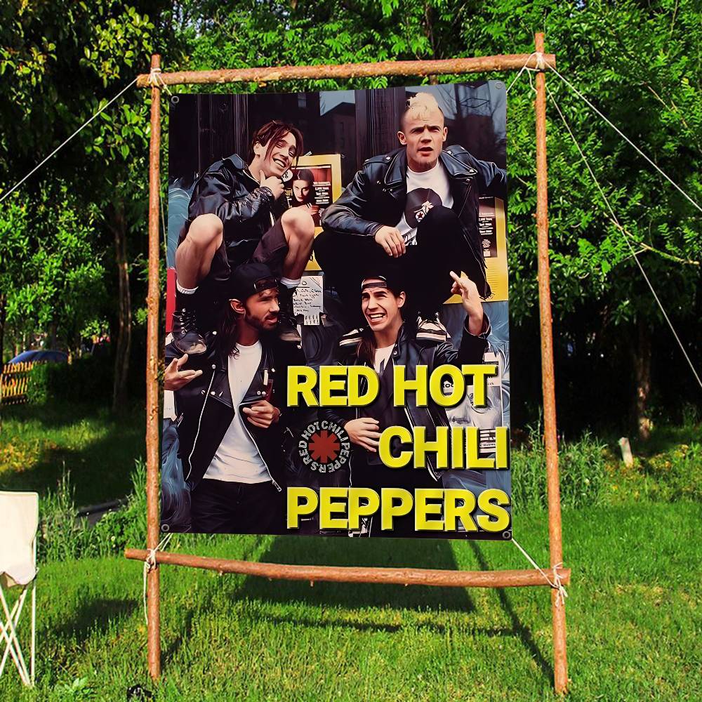 RRed HotChili Peppers Band Small Size Cheerleading Banner Hand Pulled Flag Outdoor Atmosphere Flags