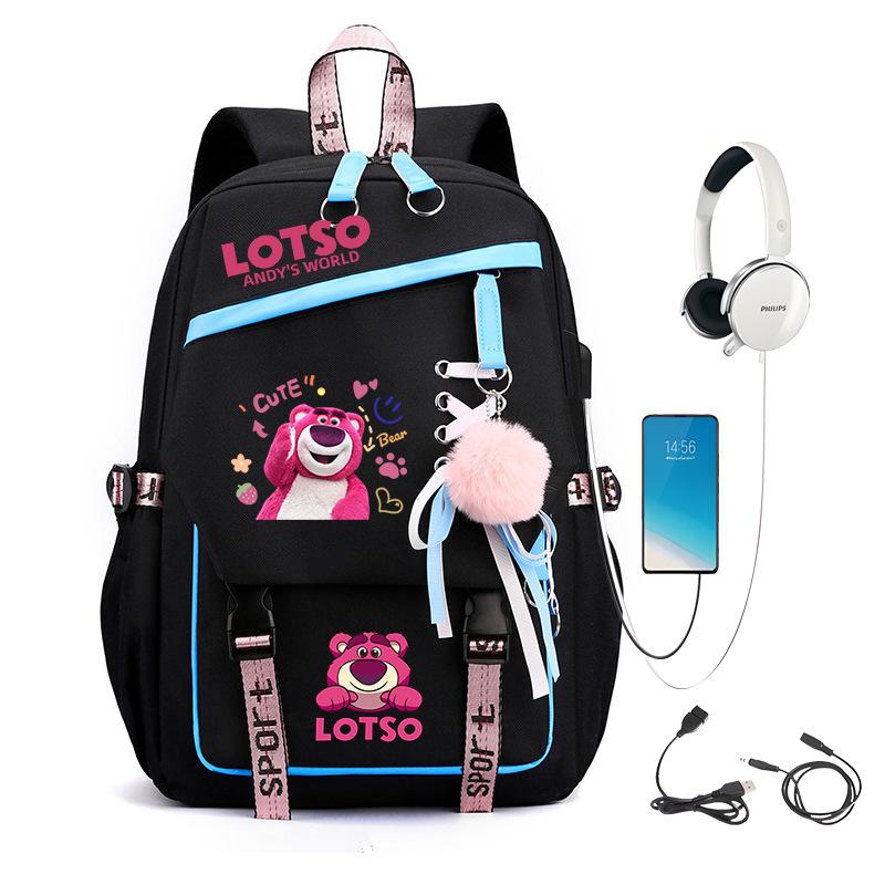 Sweet Strawberry Bear Children'S Backpack Lightweight Ridge Protection Large Capacity Primary And Secondary School Student Burden Reduction School Bag