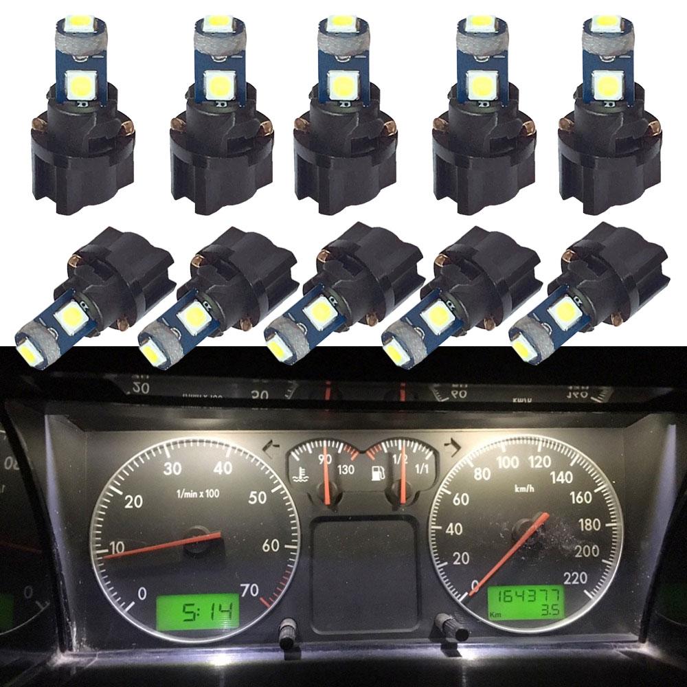 10 шт. T5 автомобильная клиновидная светодиодная лампа для приборной панели, белый ледово-голубой универсальный автомобильный светильник, аксессуары