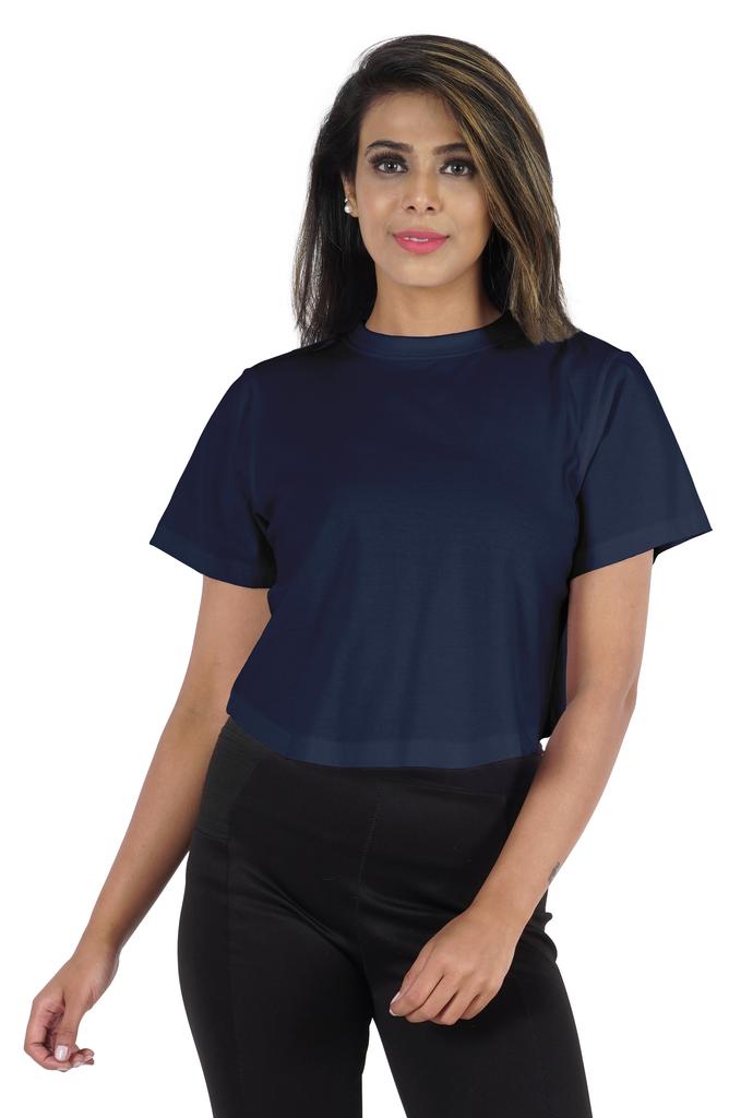 Inkmeso Short Sleeve Casual Cropped Tee For Womens Solid Crew Neck Crop Top