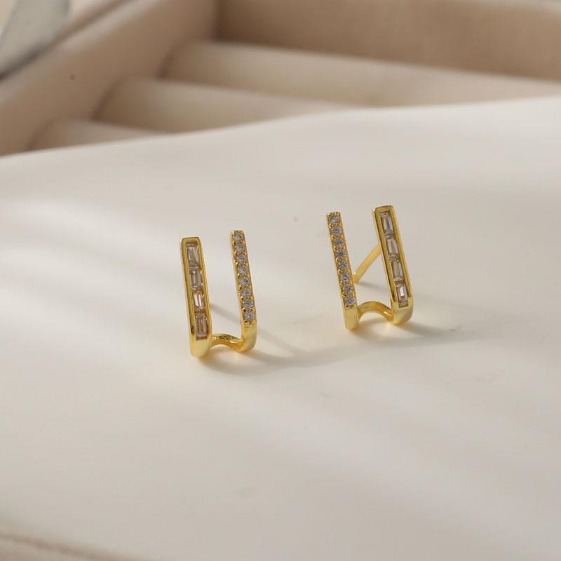 Korean Style Personalized Earrings High-end Light Luxury Niche Earrings Geometric Irregular Zircon Earrings