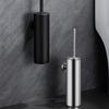 Wall-Mounted Splash-Proof Glossy Black Toilet Brush - 304 Stainless Steel