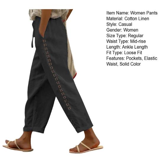 Женские повседневные брюки, легкие, дышащие, универсальные брюки с регулируемой резинкой на талии, удобные карманы, повседневная одежда