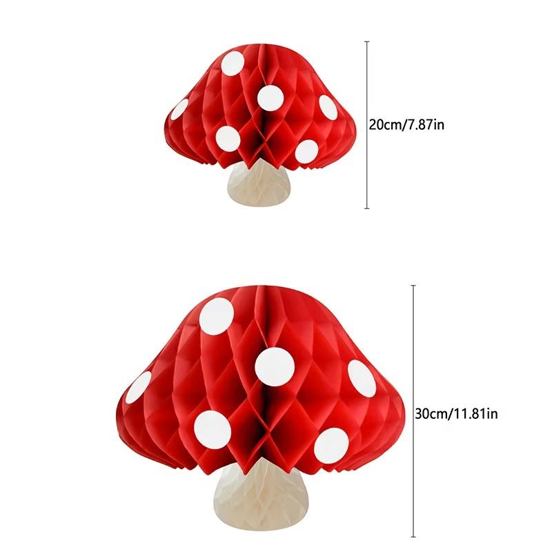 Mushroom Honeycomb Ball Ornament Hangable Decoration For Party Wedding Easter Christmas Home Nursery And Festive Scene Decor