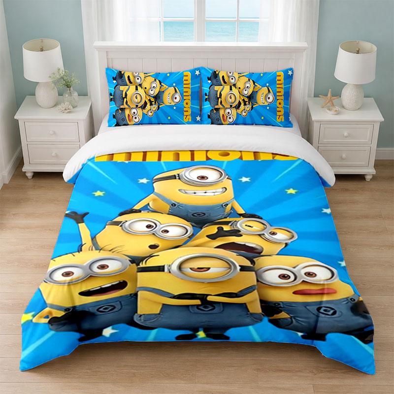 Minions Despicable Me Bedroom 3Pcs Bedding Set Soft Bed Sheet Pillowcases Home Bedding Decoration
