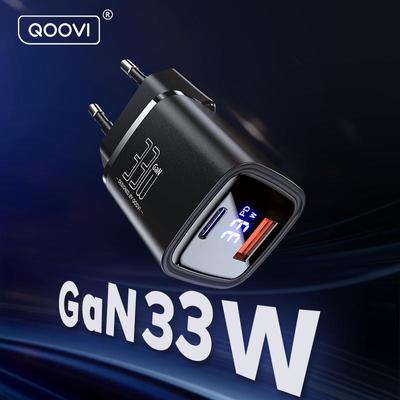 QOOVI Зарядное устройство GaN 33 Вт, USB Type C, адаптер для быстрой зарядки, быстрая зарядка QC3.0 PD, настенное зарядное устройство USB-C для iPhone, Samsung, Xiaomi, iPad