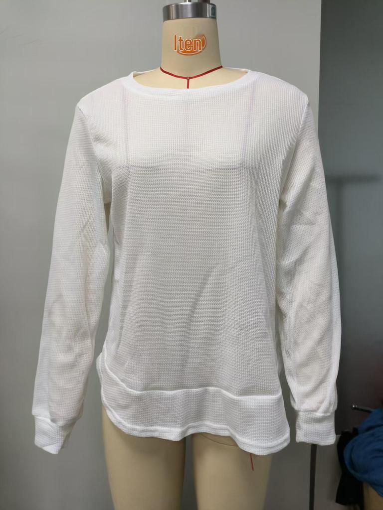 2025 Autumn/Winter Women's Loose Fit Solid Color Long Sleeve Round Neck Hoodie