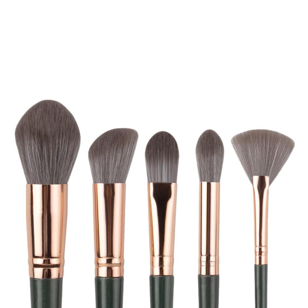 Зеленый облачный набор из 14 кистей для макияжа для начинающих – Тональная основа, Тени для век, Фиксирующая пудра