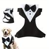 Элегантная полиэстеровая шлейка-смокинг для собак с галстуком-бабочкой, трикотажный жилет для питомцев для малых, средних, крупных пород, аксессуар в стиле джентльмена