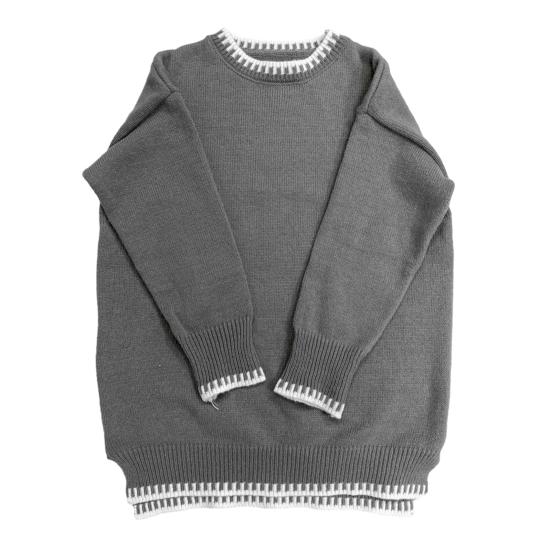 Women Striped Knit Sweater Wide Leg Pants Set Split Pullover Tops Elastic High Waist Straight Pants Two Piece Set Lounge Wear