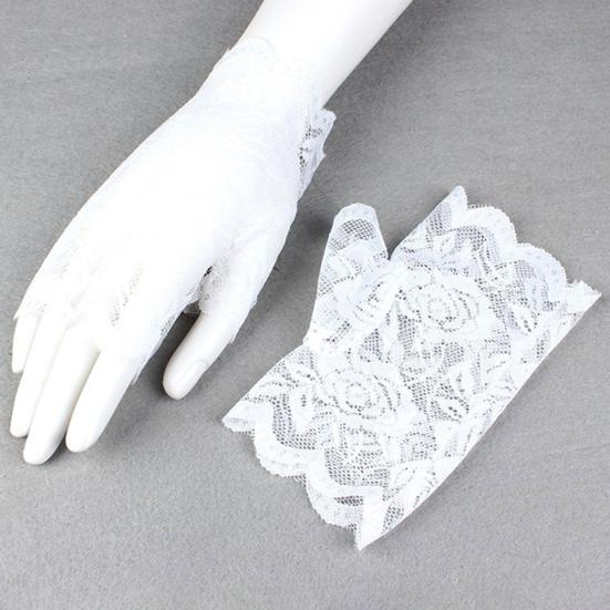 1 Pair Women Prom Gloves See-through Lace Thin Fingerless Literary Style Performances Bride