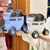 550ml Cute Portable Water Bottle with Handle Kid Car Straw Water Cup Bus Shape Children's Water Bottle Drinking Cup