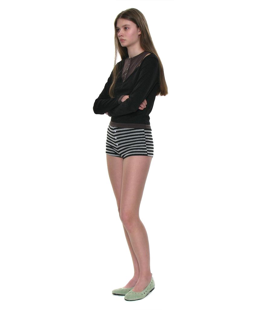 PARTIMENTO WOMEN All-In-One Layered Combination Long Sleeve Tee_Black