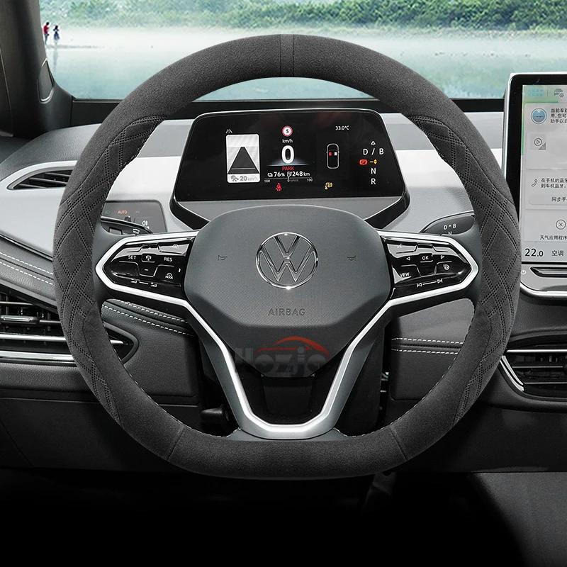 Чехол на руль автомобиля из замши для Volkswagen T-ROC R Taigo Touareg R Atlas R Taos T-Cross 2018 - 2023 2024 2025 Аксессуары