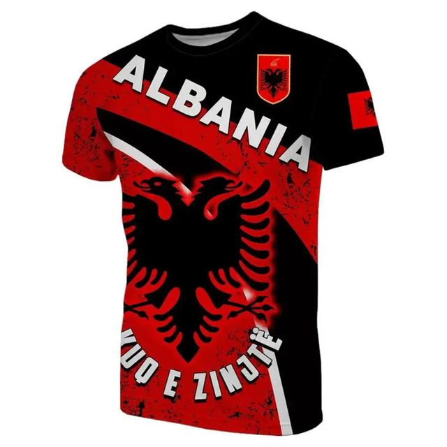 Футболки с рисунком флага Албании, футболка с 3D принтом национального герба Албании для мужчин, одежда для спортивных соревнований, Джерси, футболка с орлом, топы для мальчиков