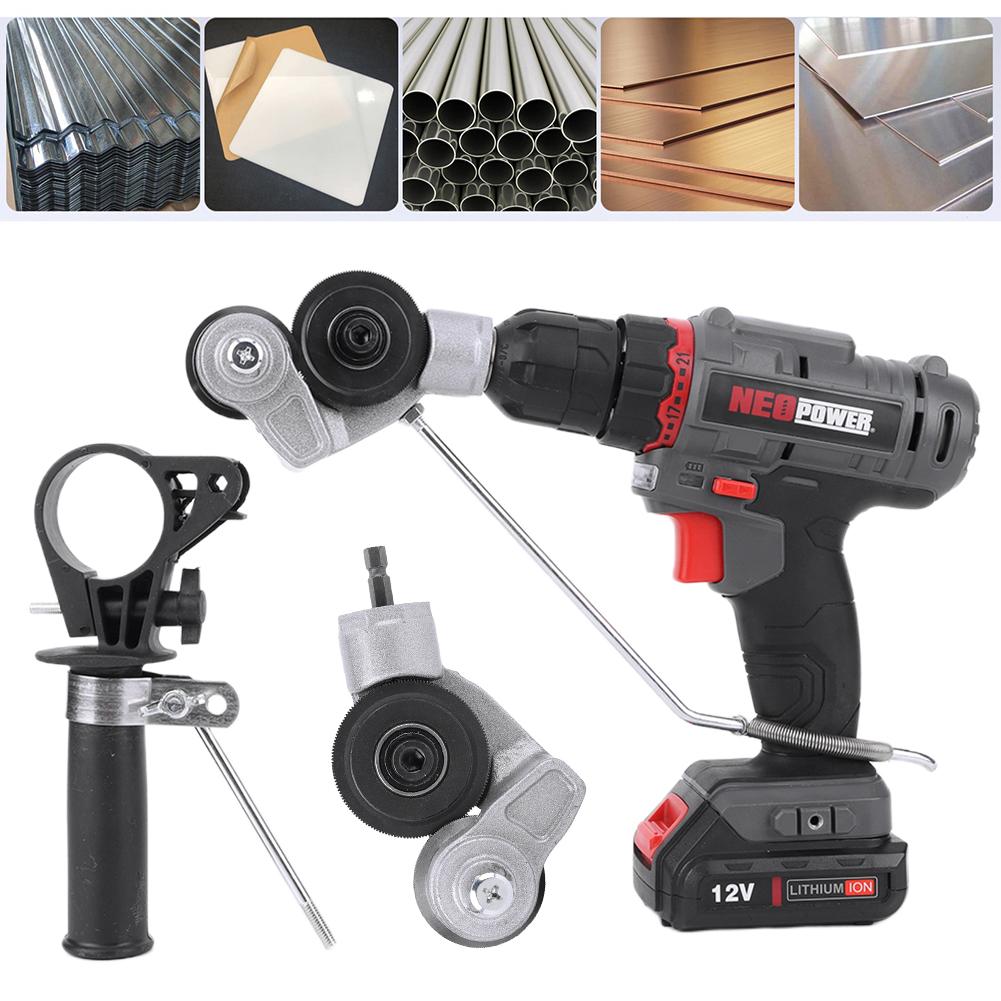 Электрическая дрель, резак для пластин, двуглавый металлический нож, острый нож, электрические дрели-ножницы для точной резки листового железа