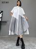Gauze Patchwork Short Sleeve Shirt Dress ZY8658