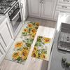Sunflower Farmhouse Kitchen Rugs Colorful Summer Flowers Decorative Rug for Kitchen Low-Profile Floor Mats for Home Kitchen