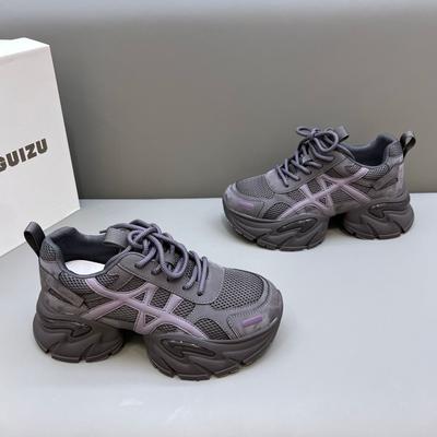 Европейская станция цветовая гамма толстая подошва удобные универсальные папины кроссовки женские 2025 осень новые сетчатые дышащие спортивные и повседневные туфли