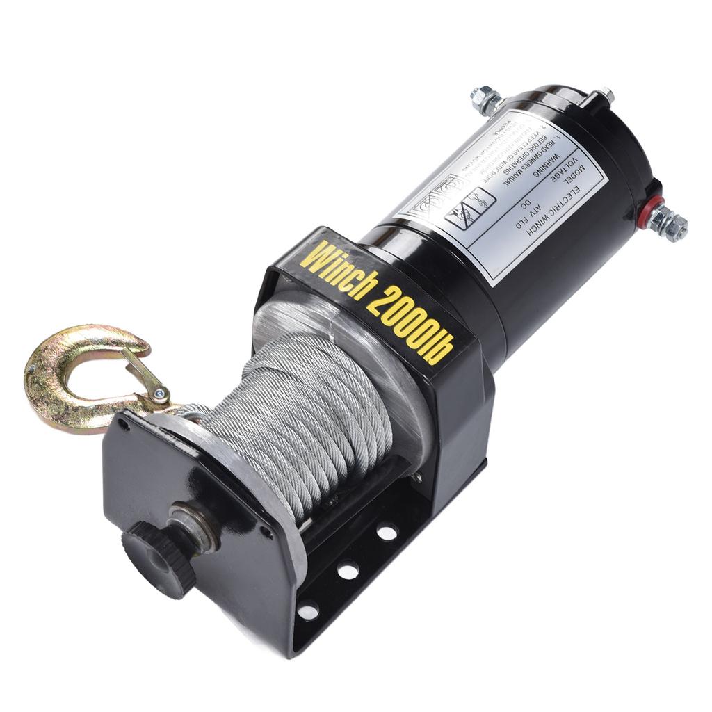 Электрическая лебедка 12 В 2000 фунтов, стальной трос, подъемный кран, комплект контроллера лебедки с крюком из сплава