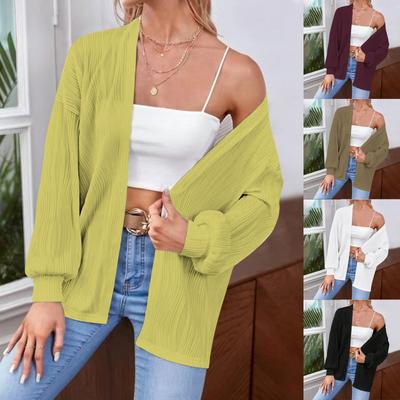 Женская модная повседневная однотонная свободная куртка-кардиган с длинными рукавами