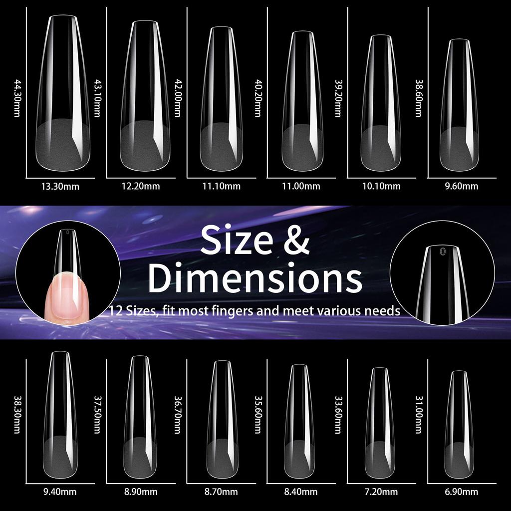 Накладные ногти для дизайна ногтей, удлиненные, Xxl, квадратные, полупрозрачные, матовые, складные, не оставляющие следов, трапециевидные накладные ногти с каплями воды, 240 шт.