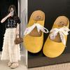 Lace Bow Bag Head Half Slippers Women's Spring and Summer 2025 New Outer Wear Flat Bottom Versatile Ballet Style Half Slippers