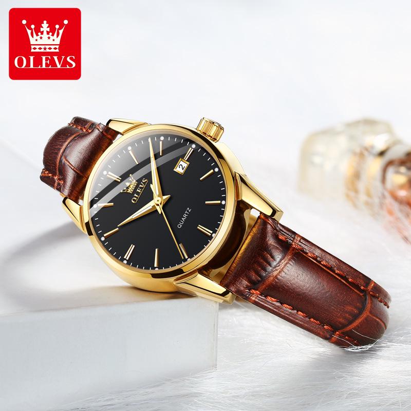 OLEVS Dual Calendar Waterproof Couple Women's Watch - Non-Mechanical