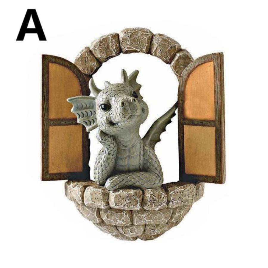 Cute Little Dragon Dinosaur Meditation Reading Book Sculpture Figure Garden Home Decoration Resin Ornament Outdoor Decor