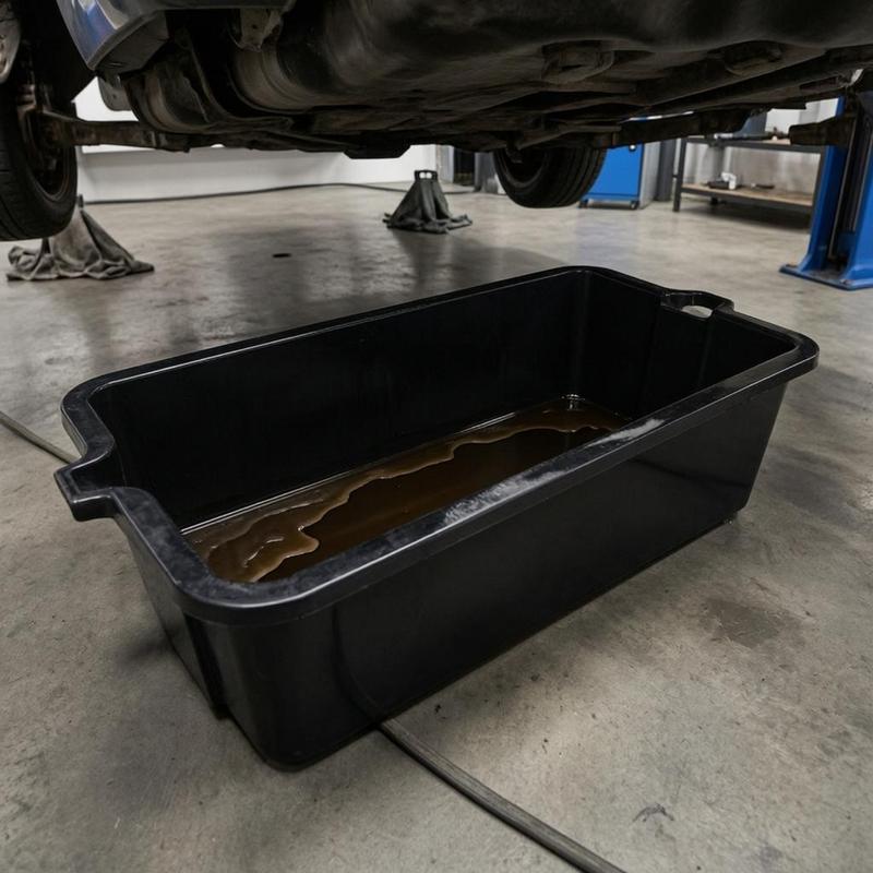 Oil Drain Pan Pouring Spout Parts Cleaning Pan Auto Maintenance Sleek Finish Garage Supply Black for Workshop