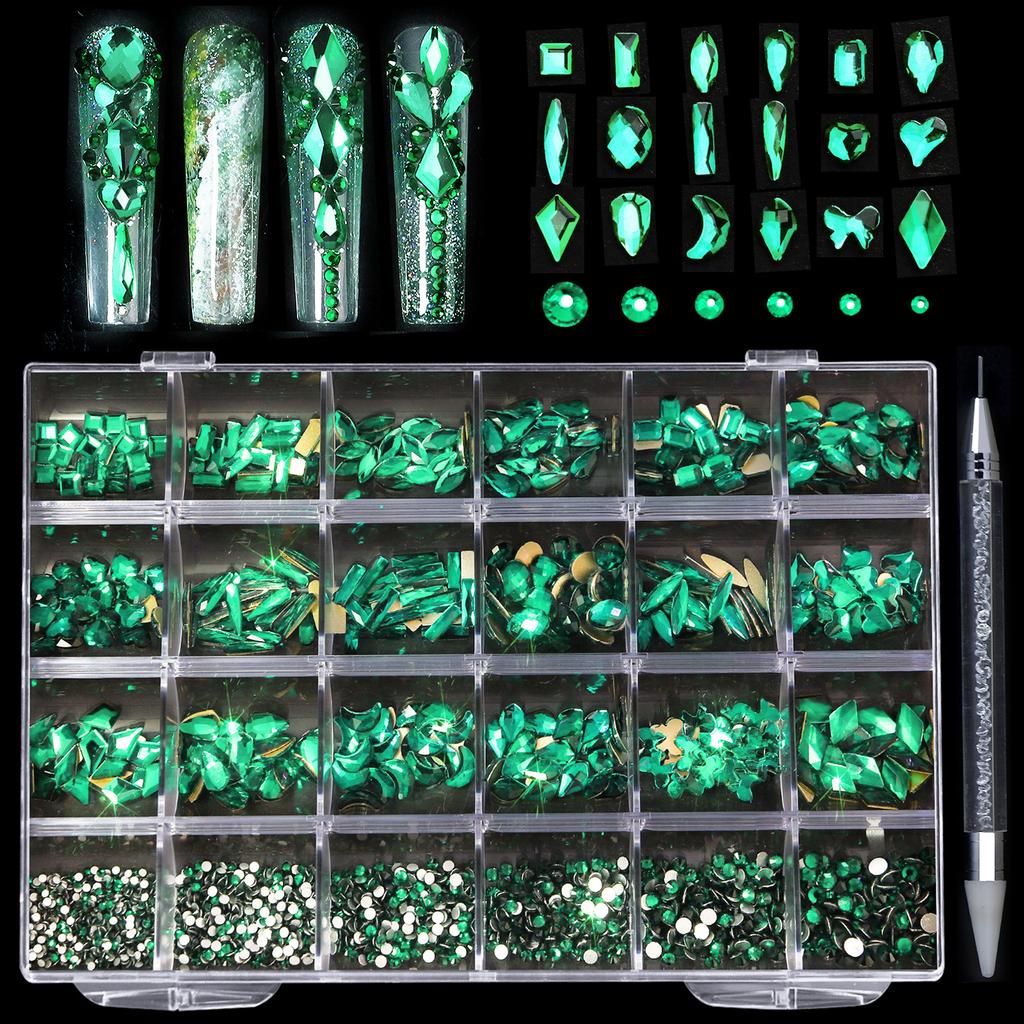 Nail Art 24 Grid Rhinestone Jewelry Set Nail Art Ab Flat-Bottomed Diamond, Nail Special-Shaped Diamond Symphony