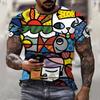 MEN Summer Casual Graffiti Art Men's T-Shirt 3D Men's 0 Neck Abstract Print Fashion Street Comfort Men's Top Short Sleeve