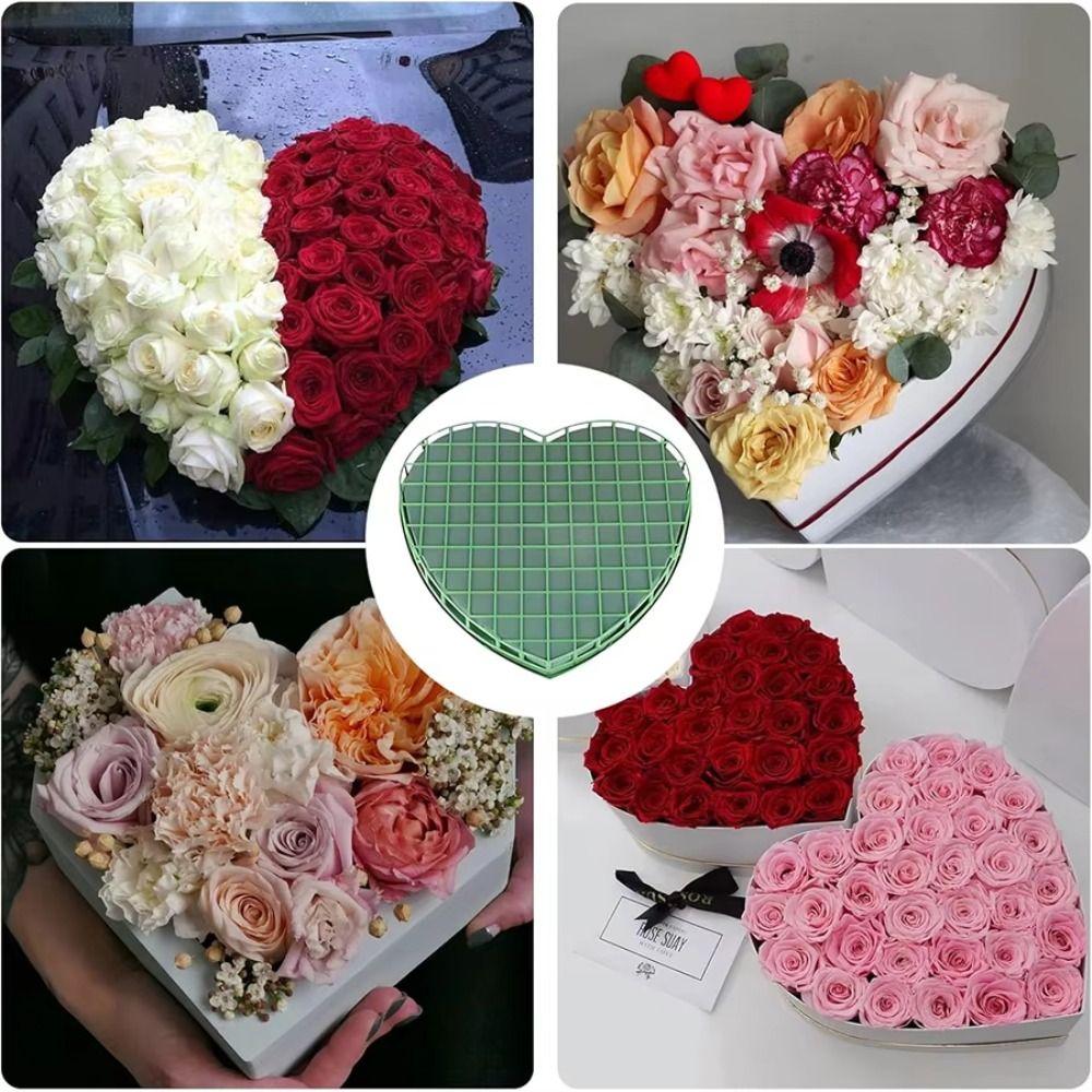 Heart Shaped Floral Foam Blocks Green Color With Suction Cup Florist Sponge Professional Tool Reusable Flower Mud