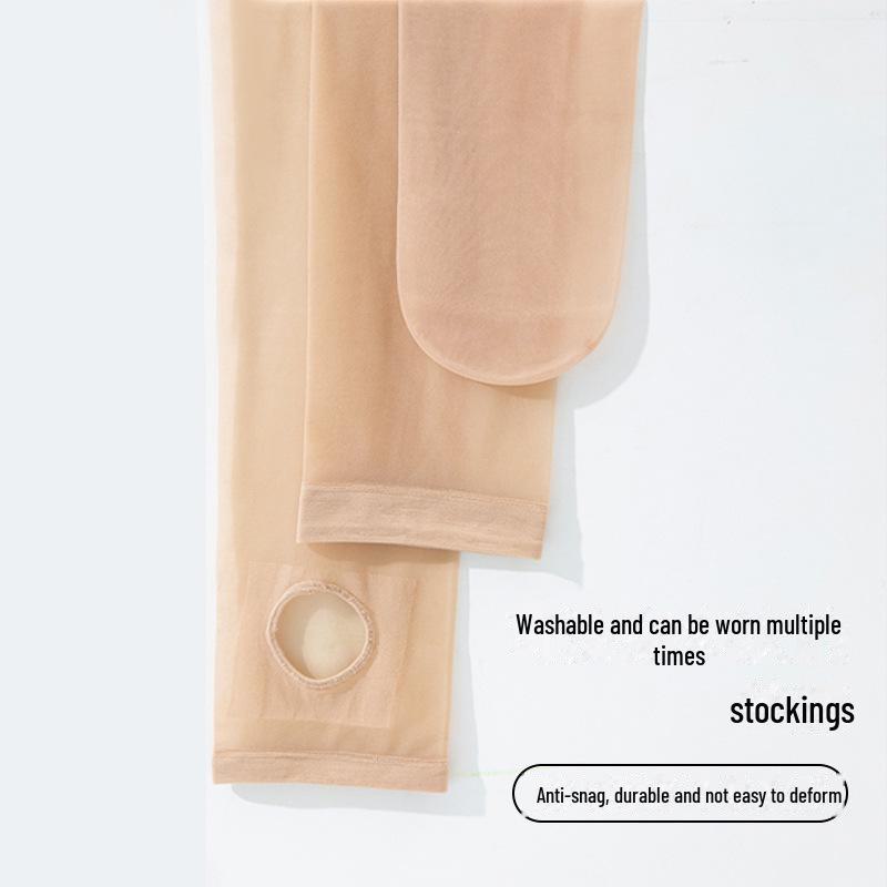Женские прочные прозрачные колготки большого размера с открытым носком и защитой от зацепов — летний стиль, без заниженной резинки, телесного цвета.