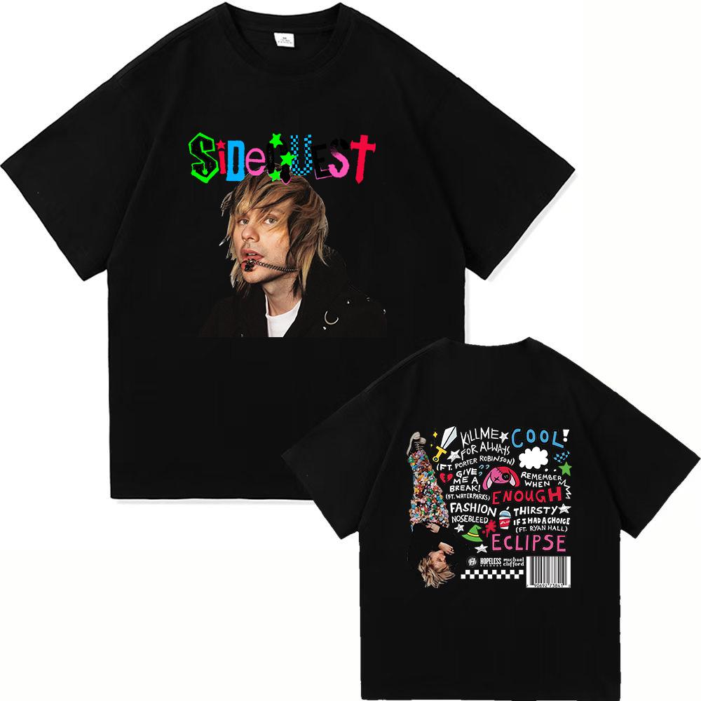 2026 SpringSummer Michael Clifford SIDEQUEST UnisexsWomens Clothing Retro Harajuku HighQuality Cotton TShirts