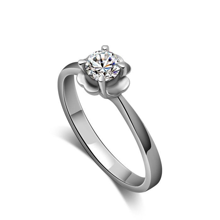 Platinum-Plated Wedding Ring, Women'S Simple Zirconium Diamond Single Ring.