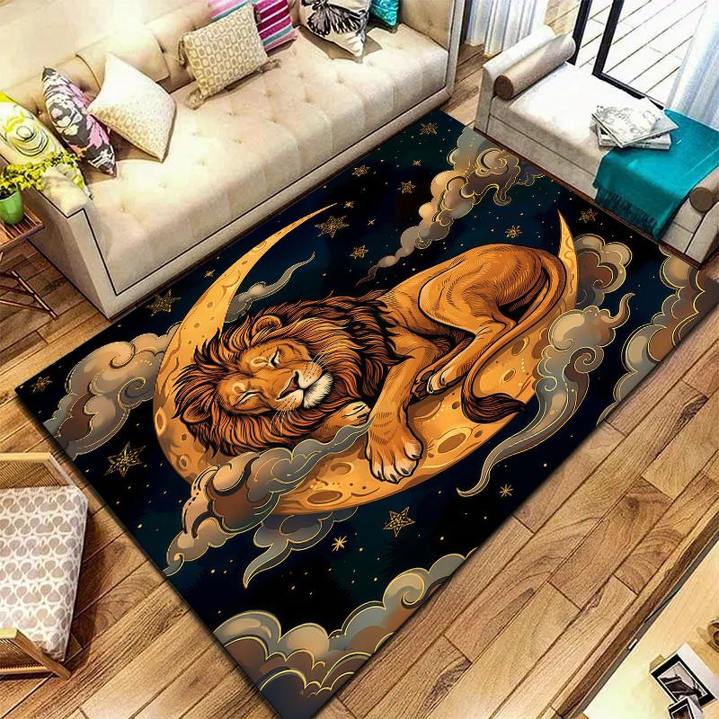 Moon animal cloud Pattern Square Carpet,Area Rug,Carpet Rug for Living Room Bedroom Sofa Playroom Decor,Non-slip Floor Mat,Holiday Birthday Gifts
