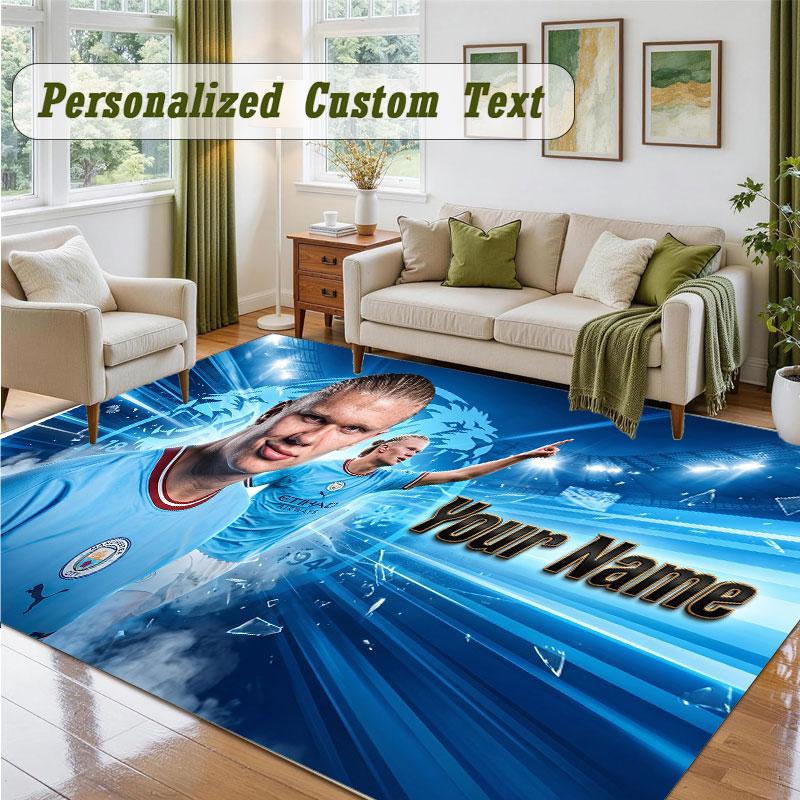 Crystal Velvet Square Rug Custom NameErling Haaland Pattern Non Slip Home Floor Decor Rug