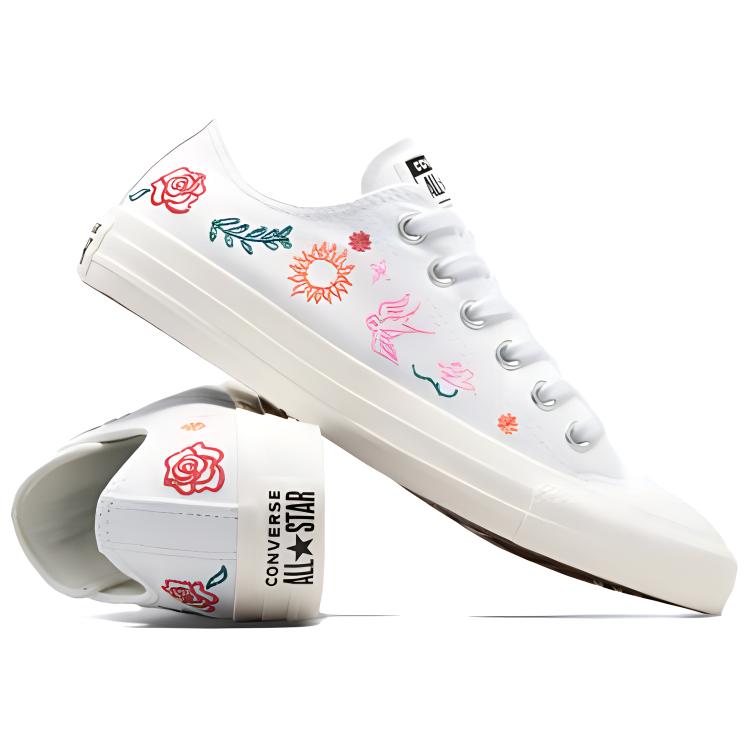Converse Chuck Taylor All Star Low Летние женские кроссовки с вышивкой Белые чешуйки дракона Красные A10821C