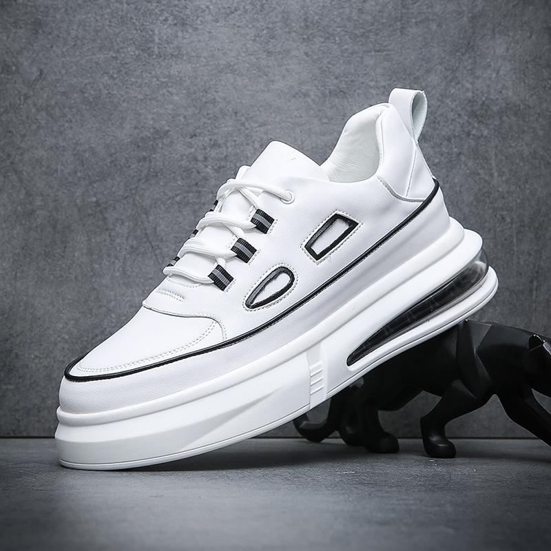 Высокие мужские туфли осень-зима новые модные мужские туфли на толстой подошве с воздушной подушкой белые туфли для спорта и отдыха на доске универсальная модная обувь