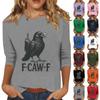 Women's Fashion Casual Three-Quarter Sleeve Printed  Neck T-Shirt Top