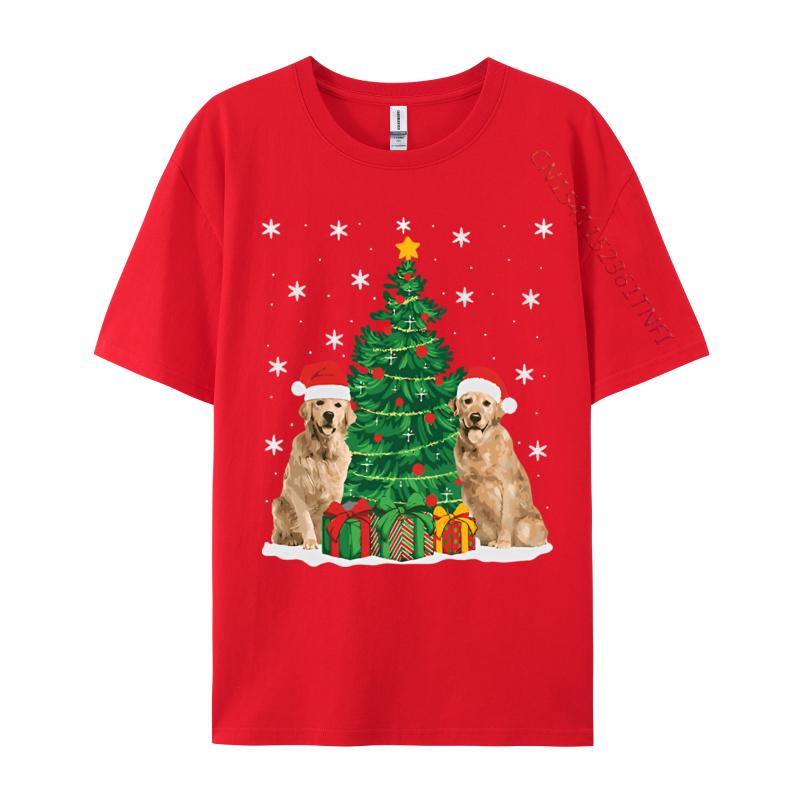 Xmas Lighting Santa Golden Retriever Tshirt Unisexs Tshirt Personalized Print T Shirt Black Best Gift Clothing