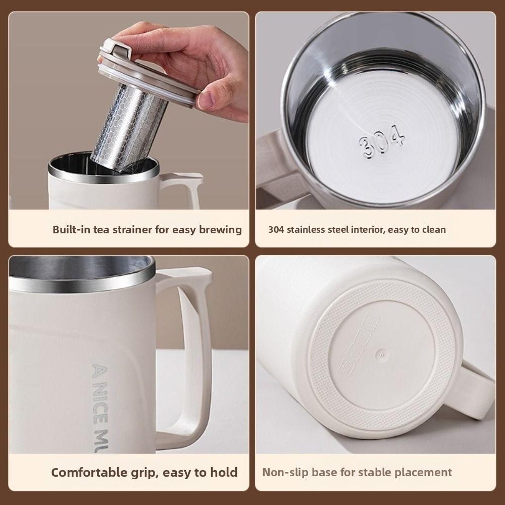 500ml Insulated Coffee Cup Double-layer Stainless Steel Thermos Cup Leak-proof Heat-resistant Vacuum Water Bottle Office Worker