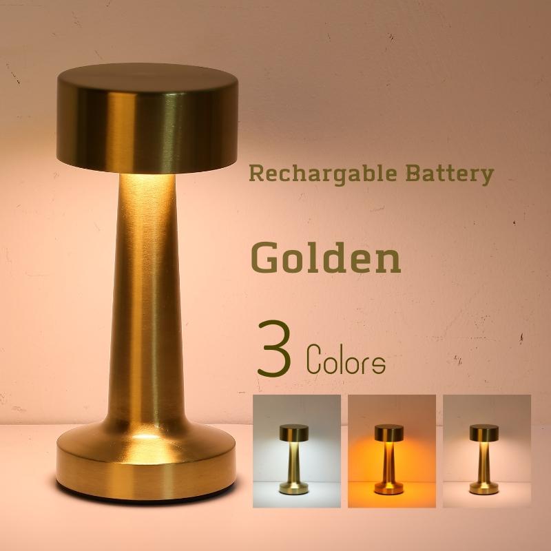 USB with Touch Sensor Dimmable Metal Table Lamp 3 Colors Bedroom Nightstand Kids Wireless LED Night Light Rechargeable Battery