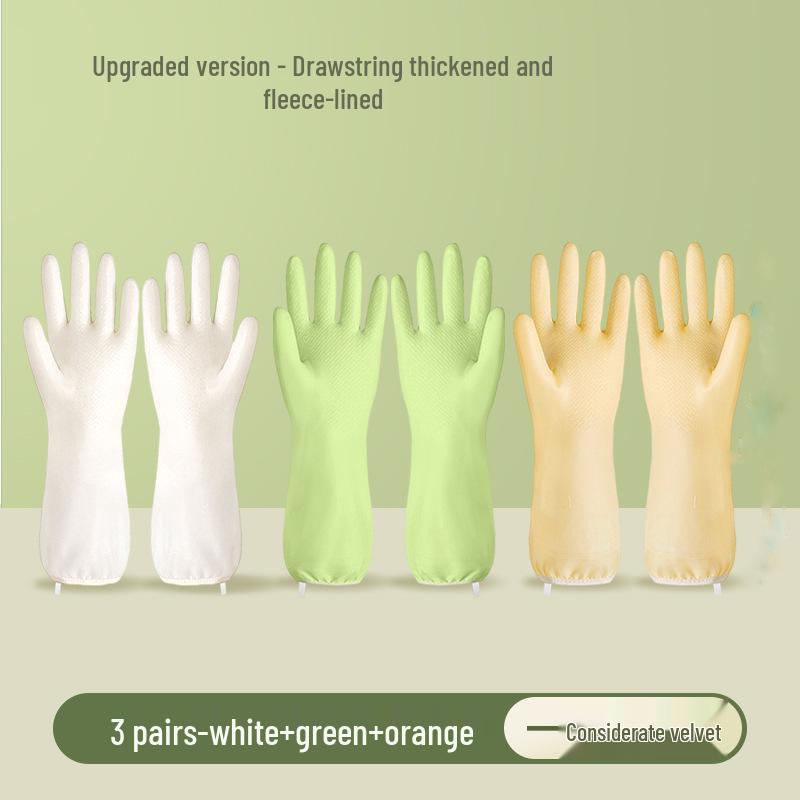 Winter Warm Waterproof Velvet-Lined Rubber Dishwashing and Cleaning Gloves