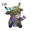 Chic Holiday Presents for Friends Lavender Highland Cow Resin Figurine, Cute Fluffy with Butterfly Bow & Floral Wreath, Garden Accents Pastel