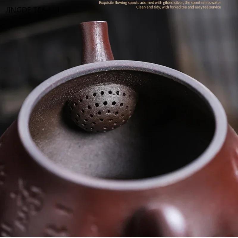 1 набор из исинской фиолетовой глины, китайский чайник, грубая керамика, ретро, ручная работа, небольшая емкость, чайный сервиз кунг-фу для домашнего использования
