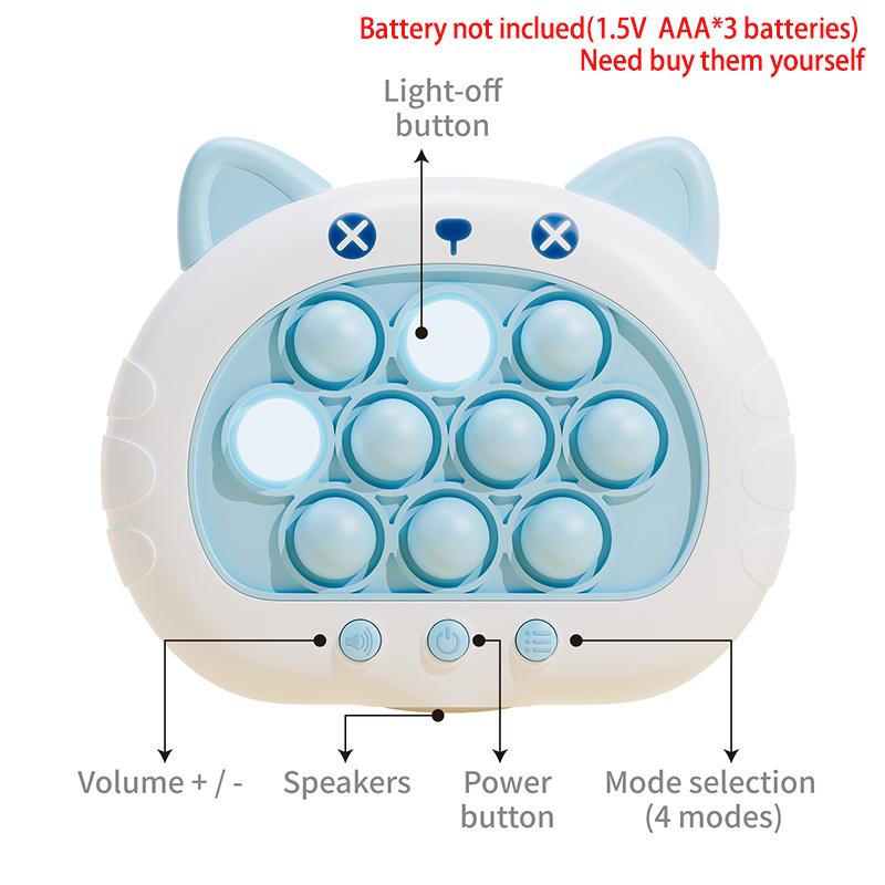 3 цвета 1 шт. Электронная игра с лопающимися пузырями Quick Push, детская мультяшная забавная игрушка для сжимания, сенсорная игрушка-пузырь антистресс, подарок