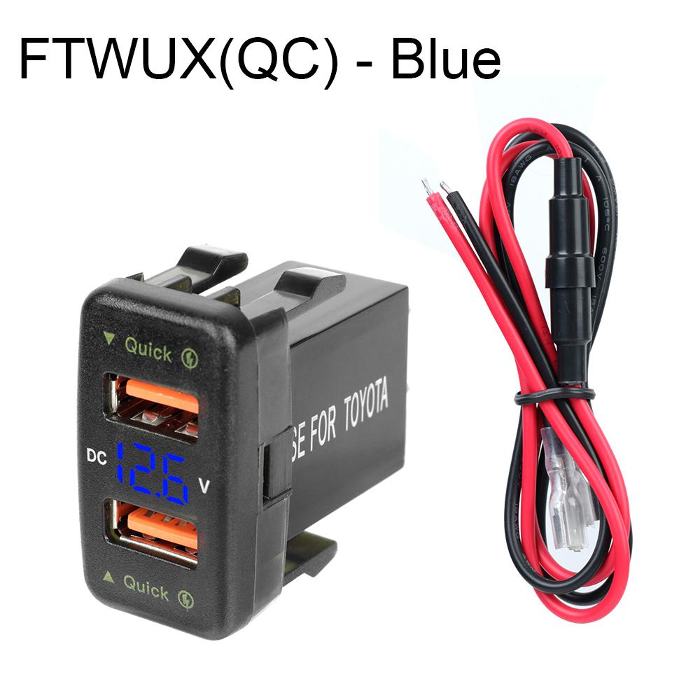 12-24 В Вольтметр Dual USB QC Автомобильное зарядное устройство Быстрая зарядка для мобильного телефона Быстрая зарядка Светодиодные автомобильные аксессуары Адаптер питания для Toyota